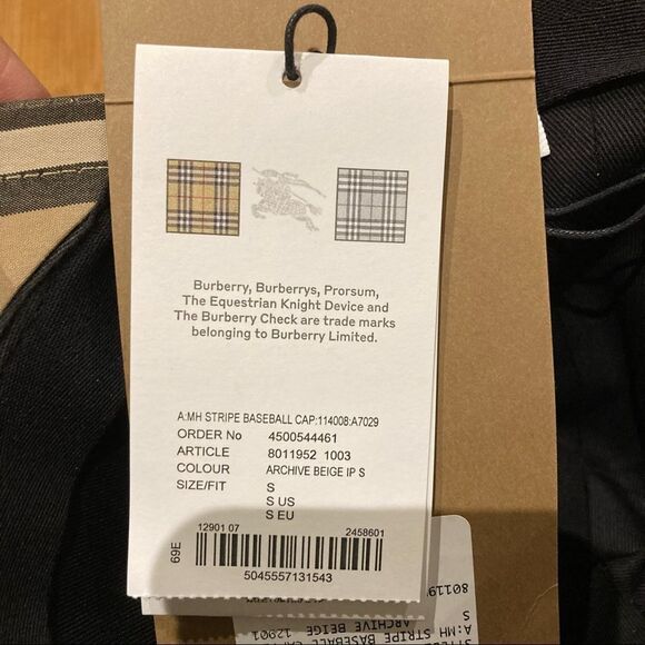Burberry Monogram Motif Icon Stripe Cotton Baseball Cap New With Tags - Picture 7 of 7